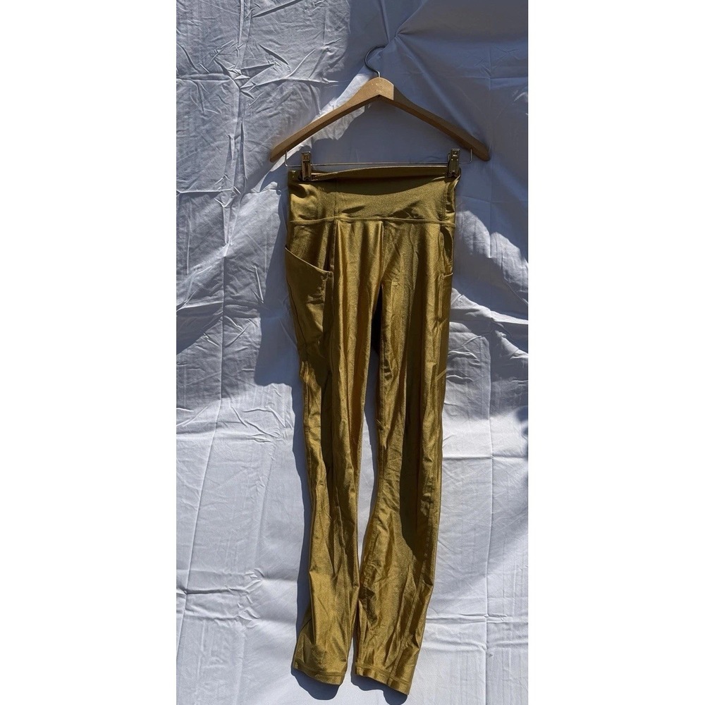 Fabletics Gold Metallic High Waisted Leggings XS Pocket Activewear‎ Yoga